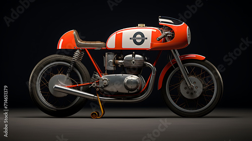 A photo-realistic image of a vintage racing bike.