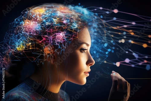 Cyborg brain chip nerve cells Neurobiology, neurochemistry, neurophysiology, Neurons neurotransmission and neuroplasticity. Neural processes, Neuromodulation, drives cognitive functions in mind axon photo