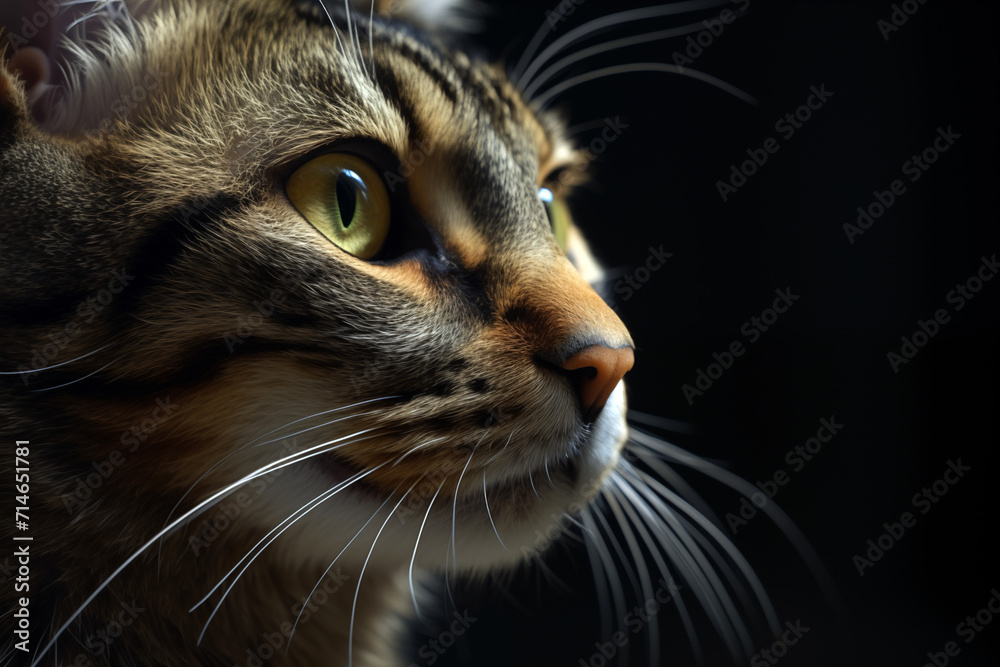 Portrait of a purebred cat with grass background. Illustration related to cats. Pet. Cat related event. The world of cats. Adopt a cat.