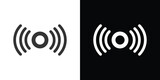 nfc icon, radio wave icon on black and white