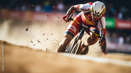 A video of a bike race with dramatic slow-motion shots.