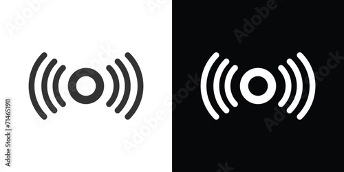 nfc icon, radio wave icon on black and white