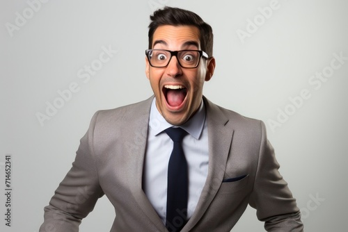 Portrait of a surprised man looking at camera isolated on a white background