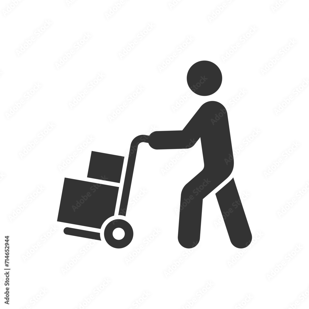 man pushing a cart, package transport 