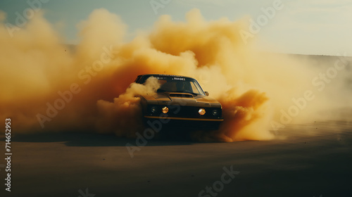 A video of a car drifting through a smoke-filled course. © Muhammad