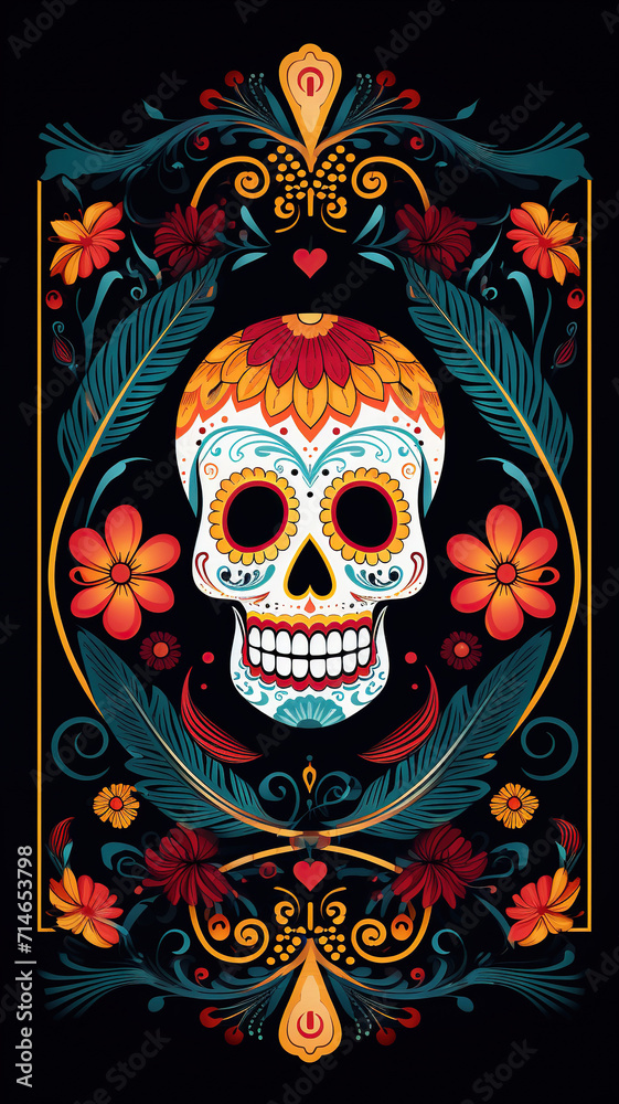 Mexican Dia de Los Muertos holiday traditional ethnic design background Mexican Dia de Los Muertos holiday traditional ethnic design background