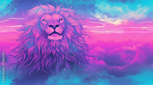 Animal lion psychedelic gli...