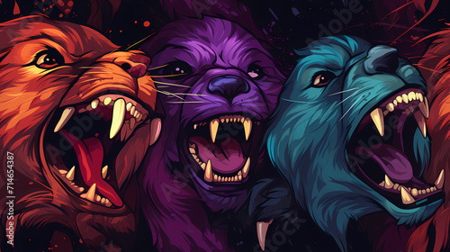 Animal lion psychedelic gli...