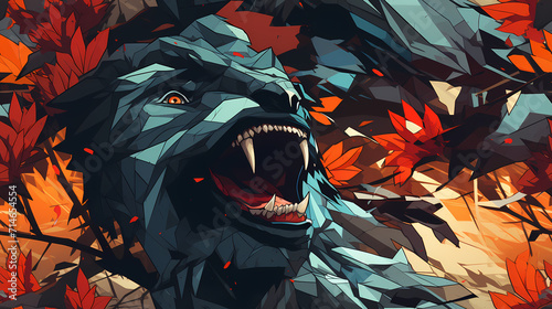 Animal lion psychedelic gli...
