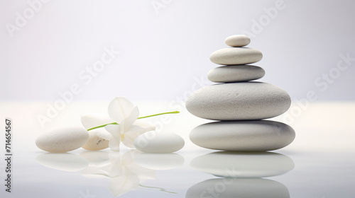 Smooth stones stacked in balance, tranquility and meditation. Zen background