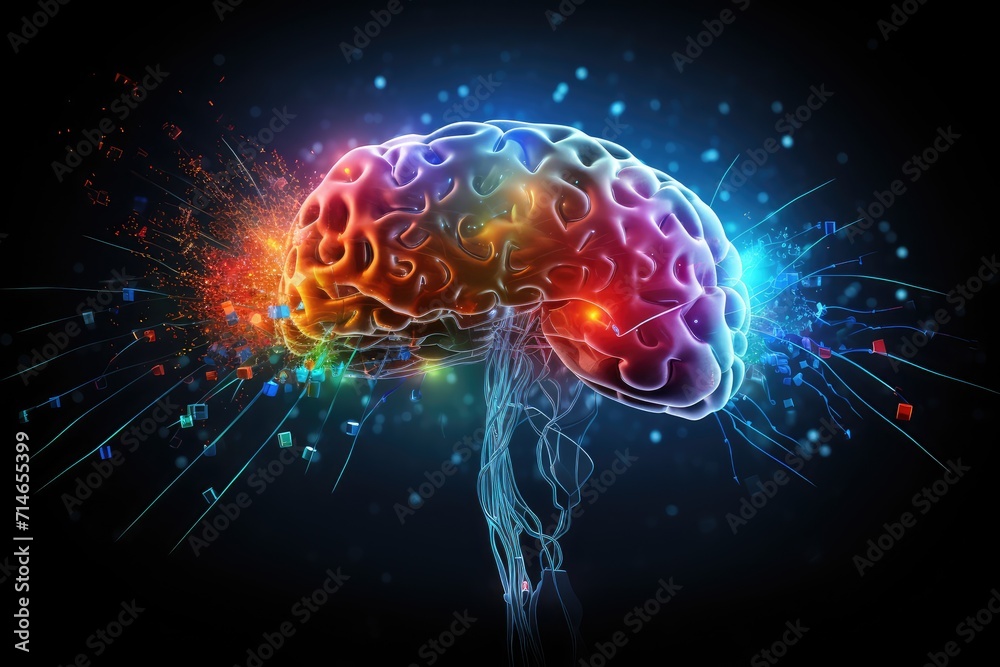Neuronal learning, 3d neurons forge new connections, strengthening brain's cognitive abilities, Neurons in the brain as messengers, brain's neurons fire, deep concentration focus, neuronal network