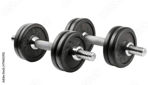 Pair of gym dumbbells isolated on white background