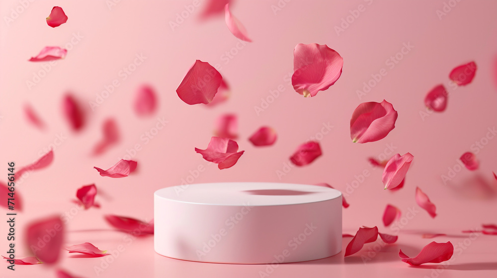 Romantic product podium with rose petals. Romantic product podium with rose petals.