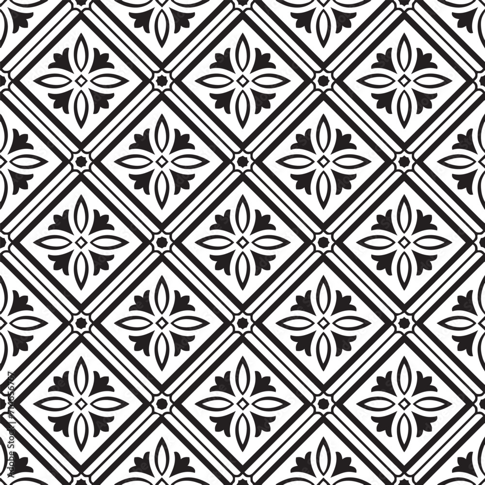 Abstract pattern in Arabian style. Seamless vector background. Black and white texture. Graphic modern pattern