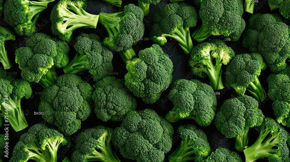  a bunch of broccoli that is green and is very close to the top of the broccoli is green and has a lot of broccoli florets. - obrazy, fototapety, plakaty 