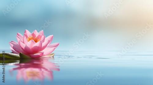 Beautiful lotus flower on the water with copy space for background