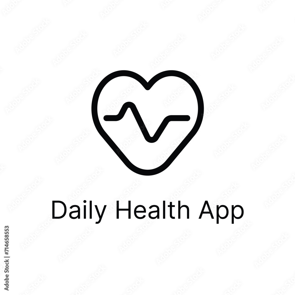 Daily health app flat outline icon
