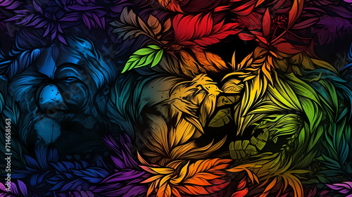 Floral background for fashion, tapestries, prints. Modern floral design perfect for fashion and decoration in glitch psychedelic style
