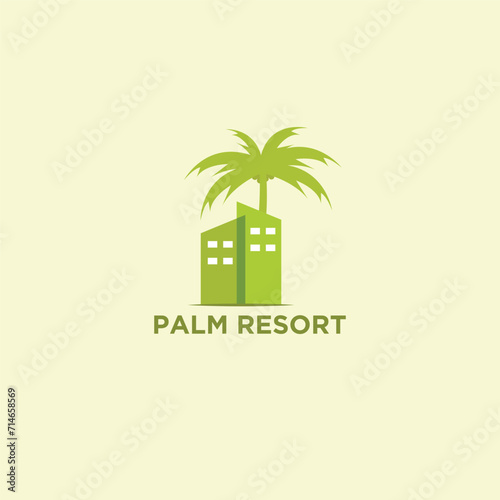 Hotel palm resort logo design