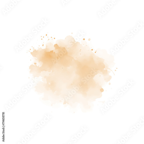Peach watercolor splash on white background. Vector beige watercolour texture. Ink paint brush stain. Watercolor pastel splash. Peach water color splatter on light background