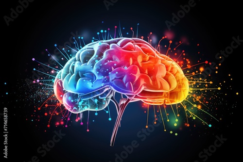 Anesthesia medical illustration, Anesthesiology and perioperative care shimmering brain dots lightning, nerve cells fire with blue background, Anaesthesia, Neuronal energy, clinical healthcare
