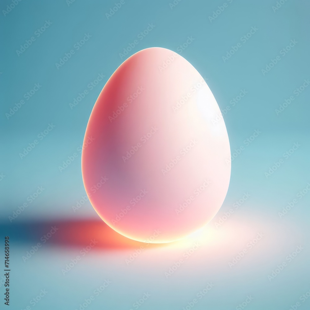 Pastel pink luminous Easter egg isolated on a pastel blue background. Easter holiday concept in minimalism style. Fashion monochromatic composition. Web banner with copy space for design. Pastel pink luminous Easter egg isolated on a pastel blue background. Easter holiday concept in minimalism style. Fashion monochromatic composition. Web banner with copy space for design.