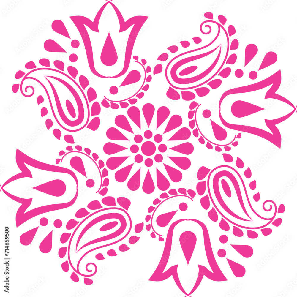 Indian Traditional and Cultural Rangoli, Alpona, Kolam, or Paisley vector line art. Bengal Art India. for textile printing, logo, wallpaper
Indian Traditional and Cultural Rangoli, Alpona, Kolam, or Paisley vector line art. Bengal Art India. for textile printing, logo, wallpaper