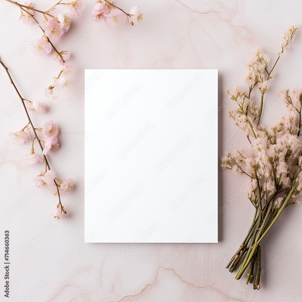 Blank white 5x7 invitation card mockup, Etsy, trendy, spring generative ai Blank white 5x7 invitation card mockup, Etsy, trendy, spring generative ai