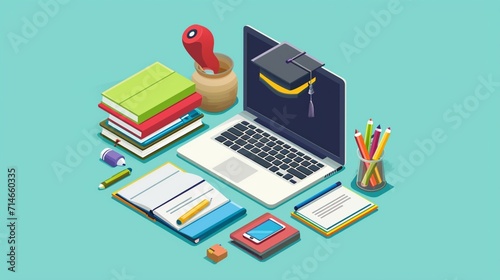 Education. Vector illustration for graphic and web design, business presentation, marketing and print material. Back to school. Distance education, online learning