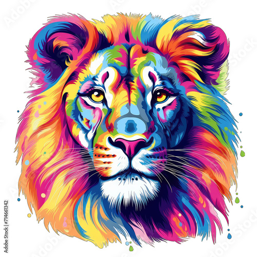 Colorful lion face clipart png