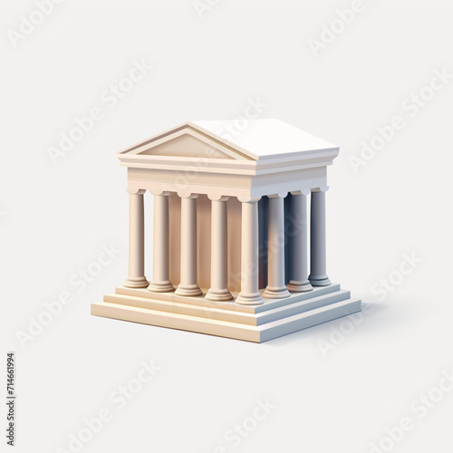 Bank Building 3d realistic render illustration, antique architecture with columns, museum or government