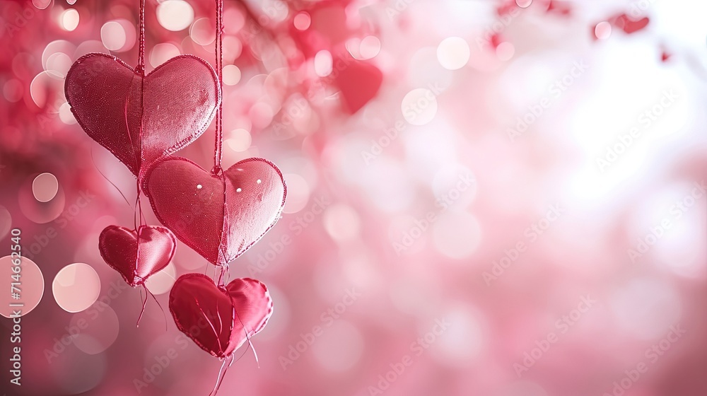 valentine 's day background with pink hearts and copy space created with generative ai