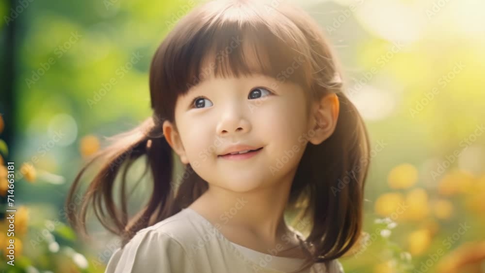 Smiling asian kid have fun. Funny little girl play outdoor. Pretty child enjoy summer. Happy childhood concept. Beautiful cheerful children at kindergarten. Joy positive nice person. Nature background Smiling asian kid have fun. Funny little girl play outdoor. Pretty child enjoy summer. Happy childhood concept. Beautiful cheerful children at kindergarten. Joy positive nice person. Nature background