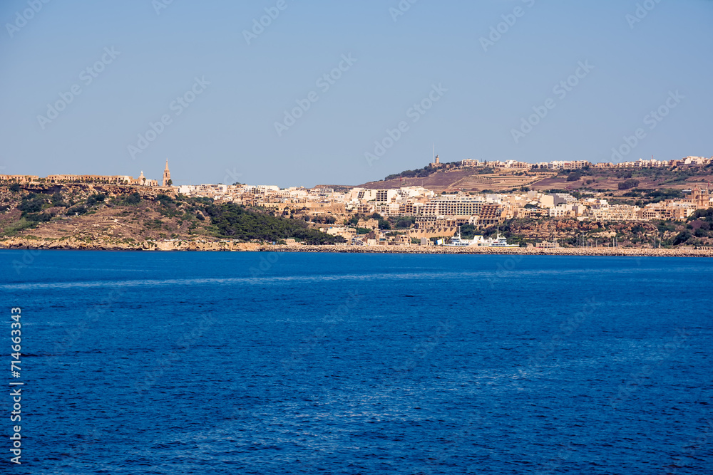 Mgarr and its port on the island of Gozo (Malta)