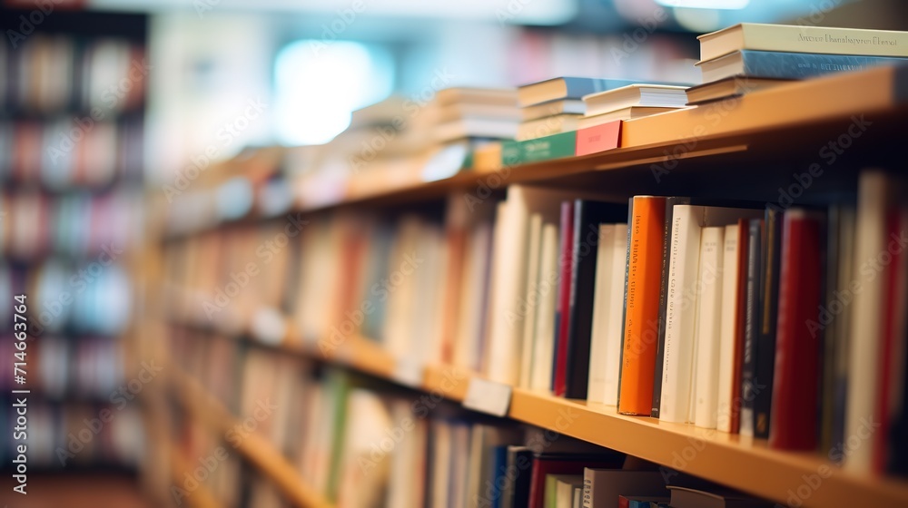 Rows of various kinds of books on a bookshelf for study. generative AI Rows of various kinds of books on a bookshelf for study. generative AI