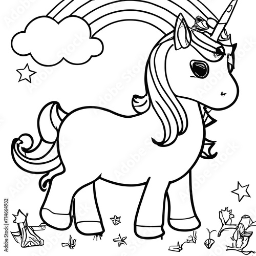Unicorn coloring page for kids  unique drawing to color