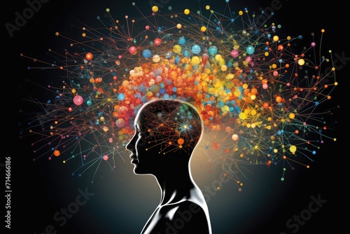 Human Brain AI Colorful Neuron Illustration, Brain learning new knowledge and understanding input through knowledge transfer and expand skillset with education by Education from experienced Teachers photo