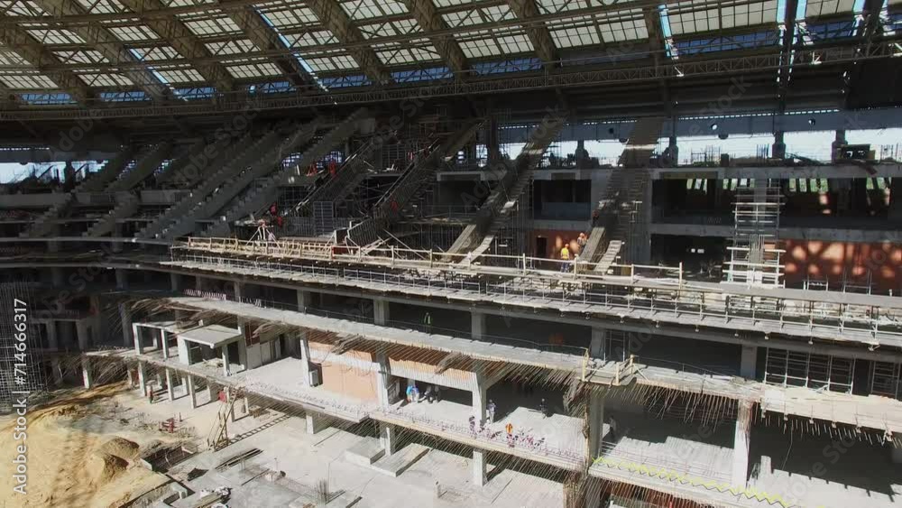 People work on construction site of soccer arena Luzhniki People work on construction site of soccer arena Luzhniki