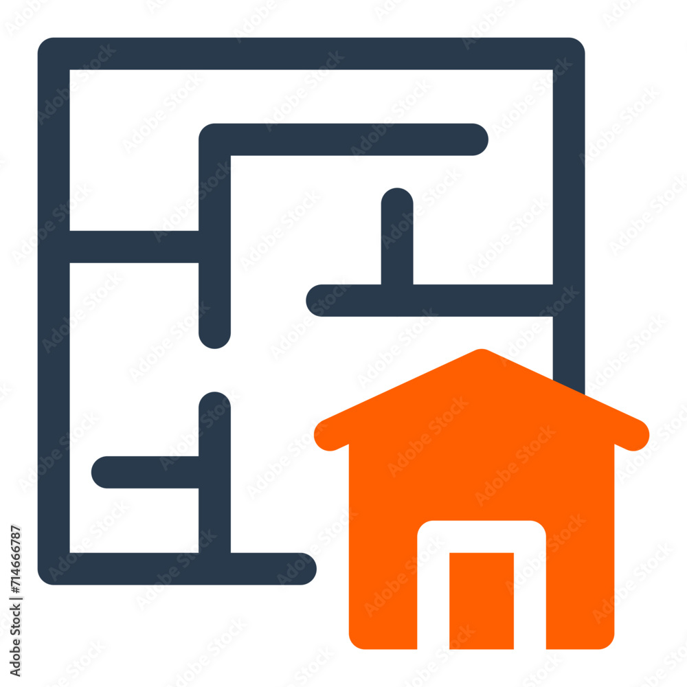 Detailed Floor Plan Vector Icon Illustration