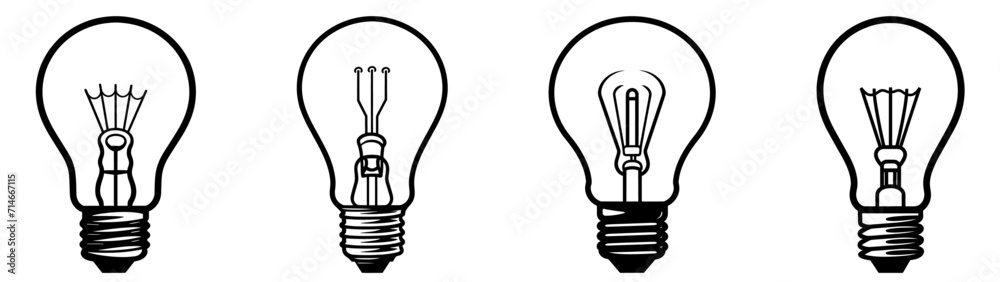 Lamp line icon set. Idea lamp icon collection. Flat design - stock vector. Innovative idea modern stylish icon with light bulb Lamp line icon set. Idea lamp icon collection. Flat design - stock vector. Innovative idea modern stylish icon with light bulb