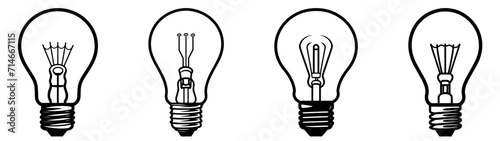 Lamp line icon set. Idea lamp icon collection. Flat design - stock vector. Innovative idea modern stylish icon with light bulb