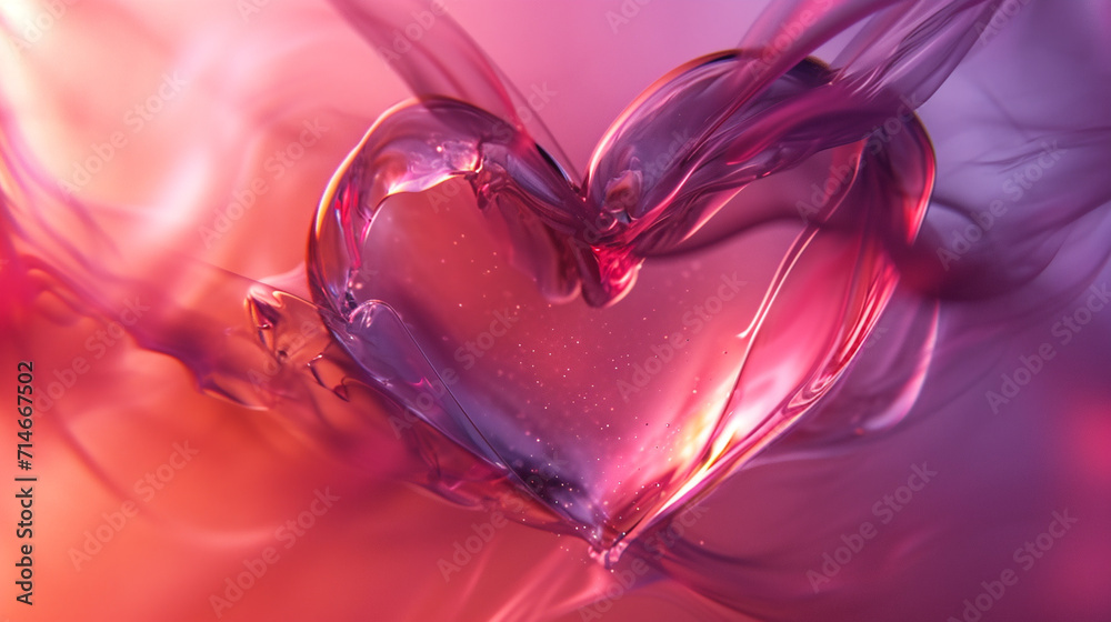 Abstract background with liquid heart shape, love concept. 