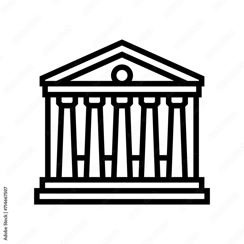 money bank building line icon vector. money bank building sign. isolated contour symbol black illustration