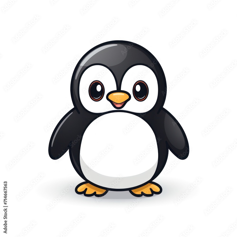 Fototapeta premium Adorable Penguin Isolated on White Background AI Generated