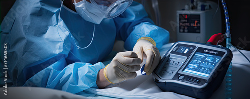 Oximeter finger pulser, digital device for oxygen saturation in blood measuring. Patient measure oxygen.