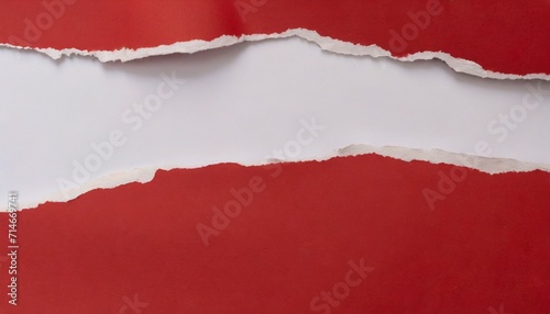 red ripped paper torn edges strips on white background