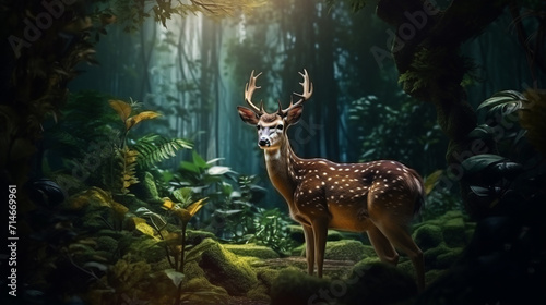 deer in the forest created with Generative Ai