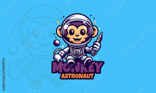 Monkey Astronot Logo Vector Astrounote Illustration