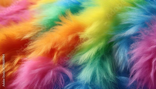 flamboyant rainbow colored background of fuzzy fake fur