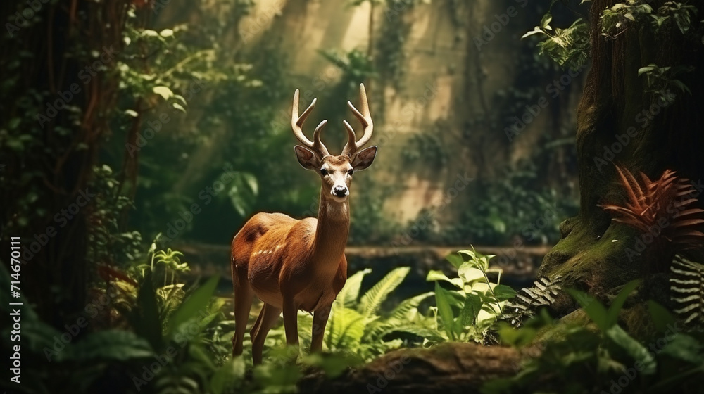 Obraz premium deer in the forest created with Generative Ai